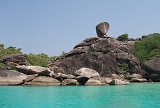 Rock formation on the mountain during Similan Island tours.
